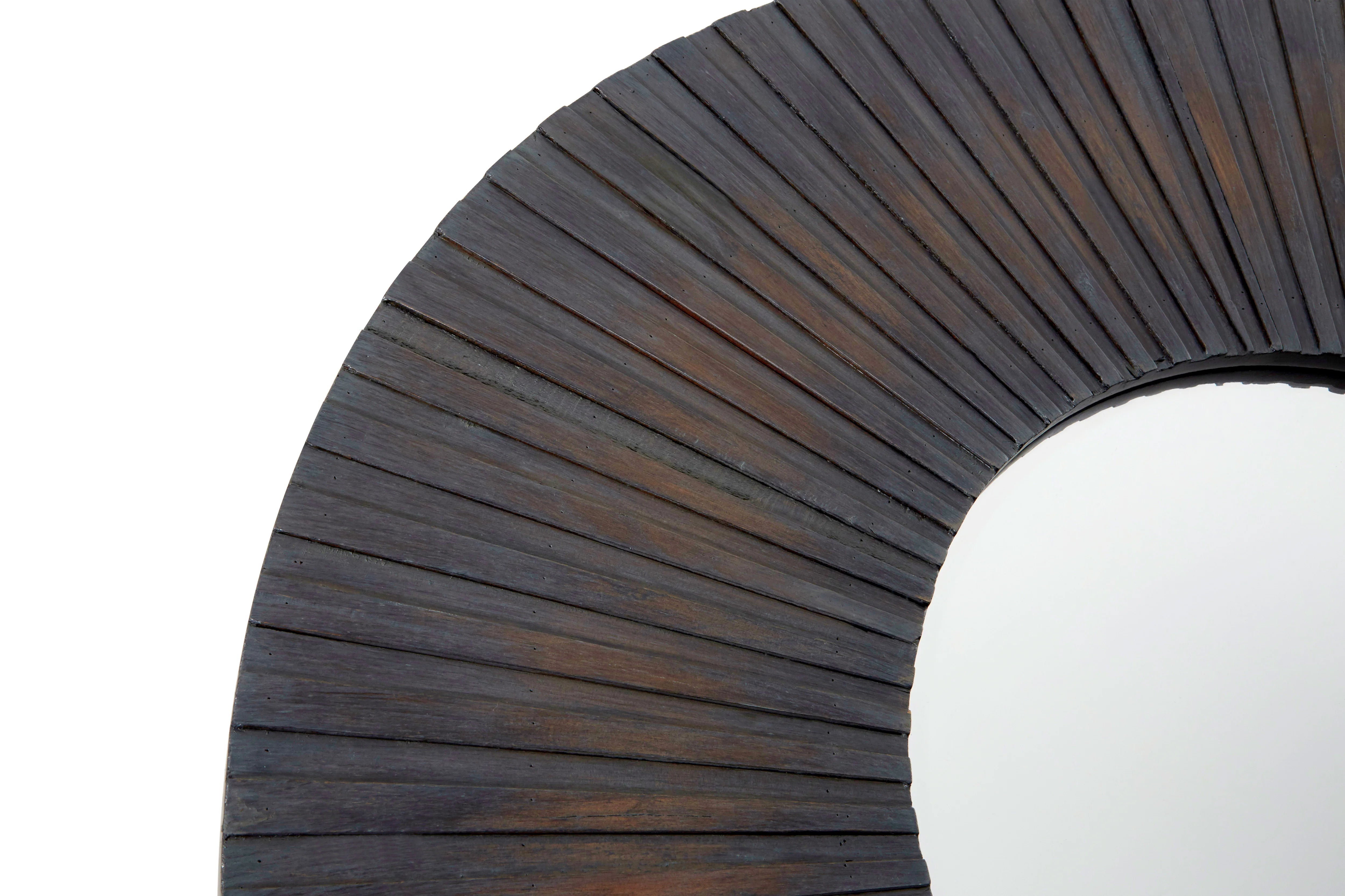 Elms Antique Wood Round Wall Mirror